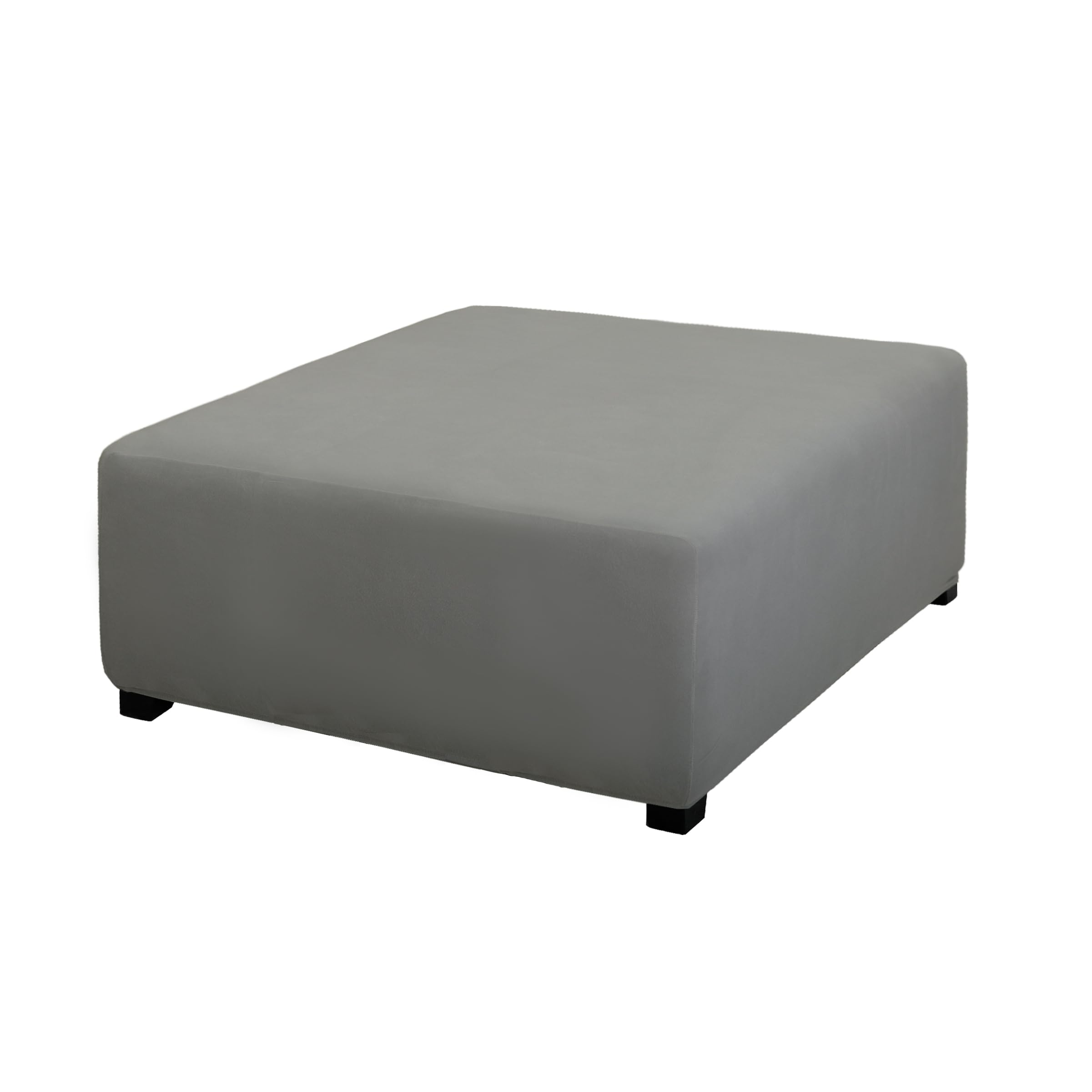 PureFit Super Stretch Form Fit Square Ottoman Cover Rectangle - Ottoman Slipcovers for Foot Stool &amp; Folding Storage Furniture for Living Room with Nonslip Elastic Bottom (Medium-XL, Light Gray)