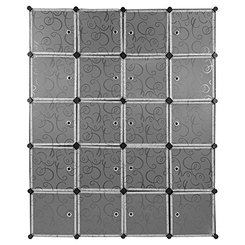 LANTUS Armoire Penderie 20 Cube Portable Étagère de Rangement, Cube Plus Profond Garde-Robe de Rangement avec 2 Tige Suspendue pour Vêtements Chaussures...
