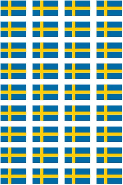 Sweden Flag Stickers: 36 Pack, 25x15mm - Flaggor Klistermärken