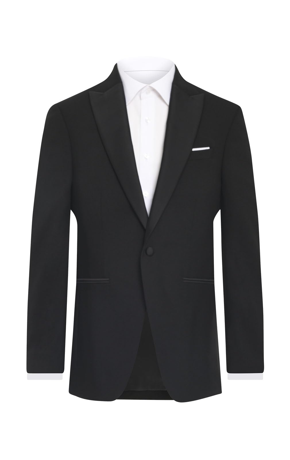 Dobell Mens Black Tuxedo Dinner Jacket Regular Fit Satin Peak Lapel-52R