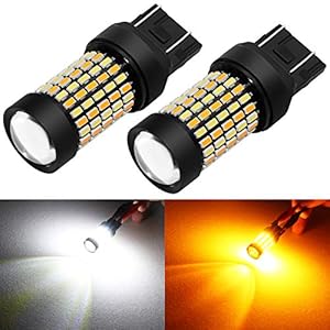 PHINLION Super Bright White Amber Dual Color Switchback 7443 7443na 7444 7444na LED Bulbs with Projector for Car Front Turn Signal Parking Lights