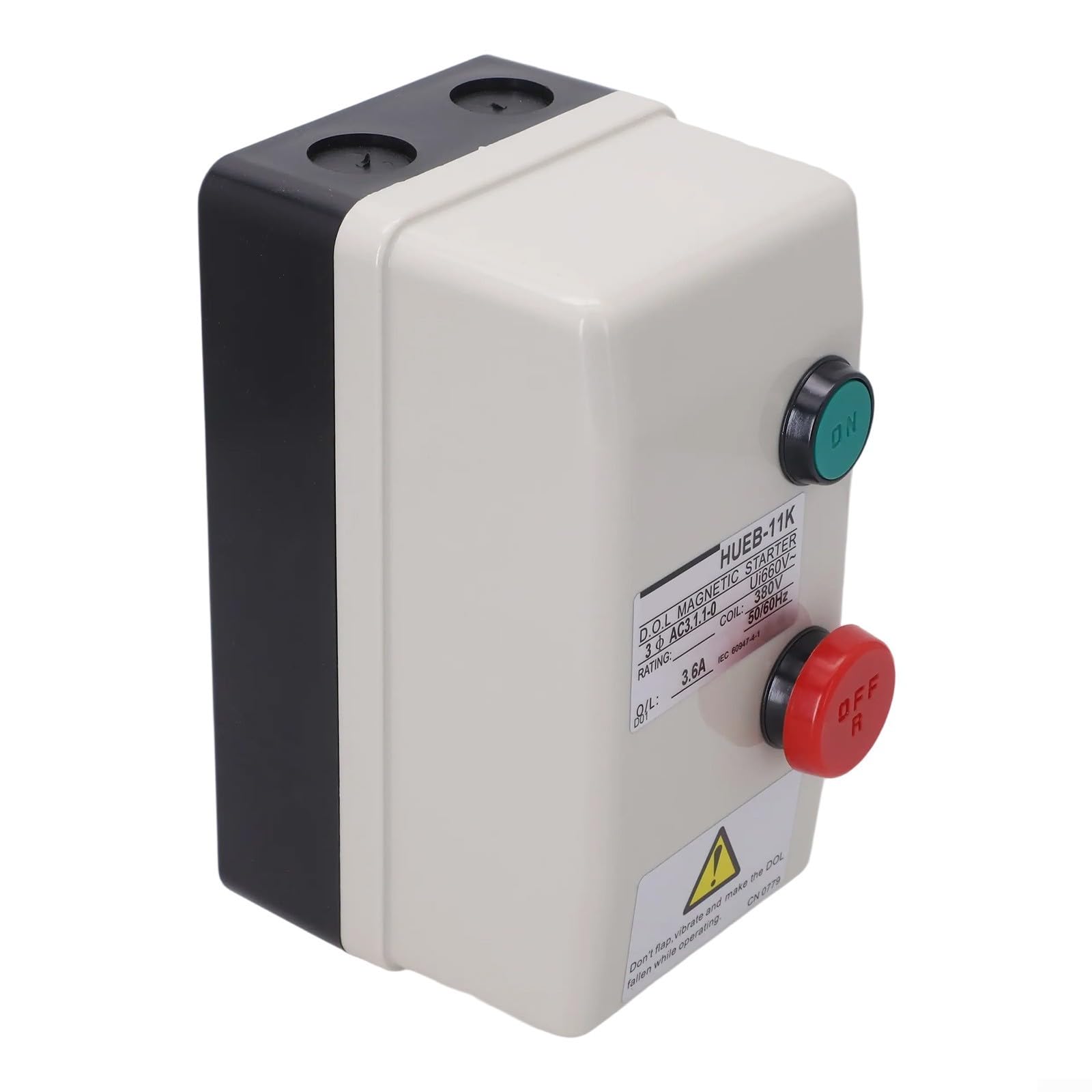Démarreur de Moteur Électrique Triphasé 380V, Interrupteur de Démarrage avec Protection de Surcharge, Boîtier ABS IP55 pour Compresseur et Pompe à Eau(2.4-3.6A)