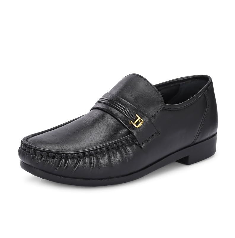 Men's Black Leather Formal Slip On Shoes-image-18