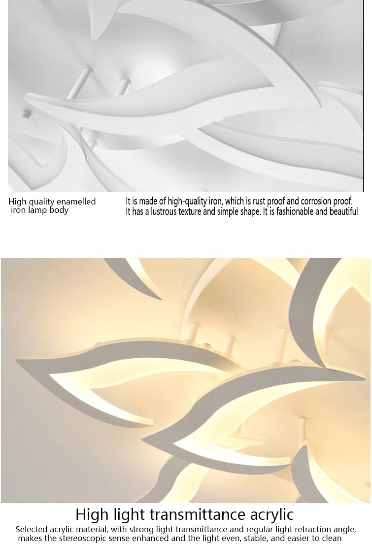 Dimmable LED Ceiling Light Fixture,36 Inch 12-Lights Modern Ceiling Lights Flush Mount 108W Chandelier for Living Room Bedroom Kitchen,Acrylic Flower Ceiling Lighting White