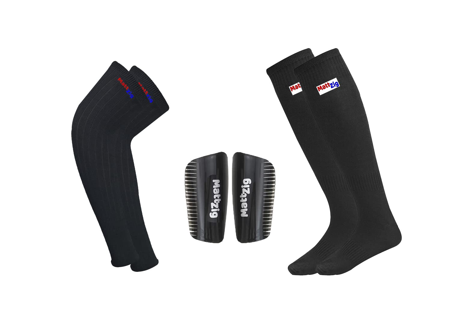 MattZig Indian Ultimate Protection Football Kit (Football Socks One Pair + Shin Guard One Pair + One Pair Cotton Arm Sleeves) - Black (B08C5GPNP3) Amazon Price History, Amazon Price Tracker