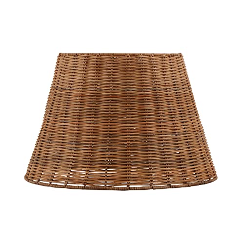 Image of Aspen Creative 32989, Empire Natural Rattan Spider Shade, 9 inch Top x 14 inch Bottom x 9-1 /2 inch Slant