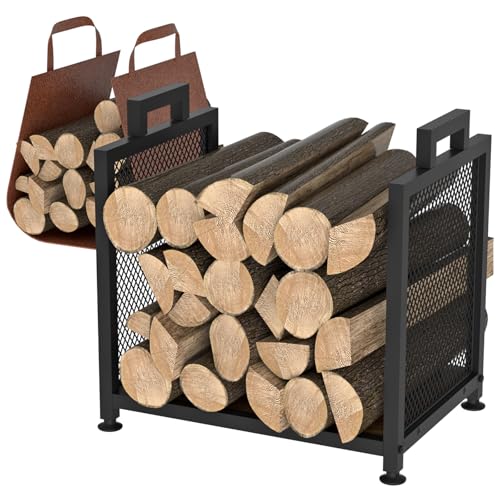 Firewood Rack for Indoor, Heavy Duty Fire Wood Racks Holder, 17.32' Metal Wood Storage Log Holder...
