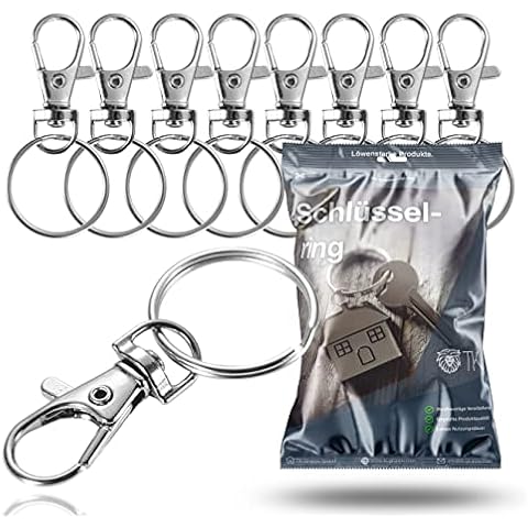TK Gruppe Timo Klingler 22x Karabiner Schlüsselanhänger - Schlüsselring Set - Metallring für Schlüsselanhänger - Key Rings & Key Rings Chain - Ringhalter silber mit Drehgelenk Cover