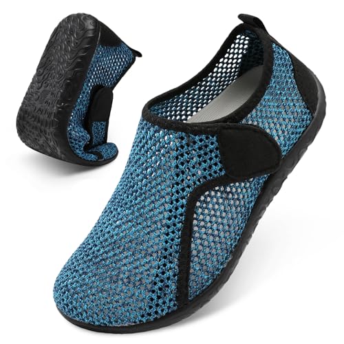 XIHALOOK Womens Beach Water Shoes Quick Dry Barefoot for Swim Pool Lake Kayaking Surfing Multi Blue, 8-9 Women/6.5-7 Men