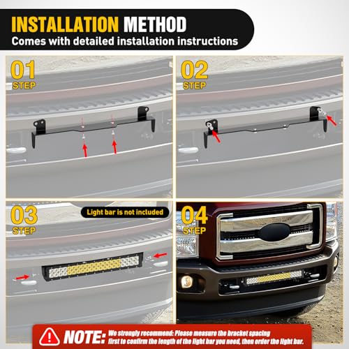 Image of Nilight Front Lower Hidden Bumper Mounting Brackets for 20-22inch Straight LED Light Bar Compatible with 2011-2016 Ford F250 F350 F450