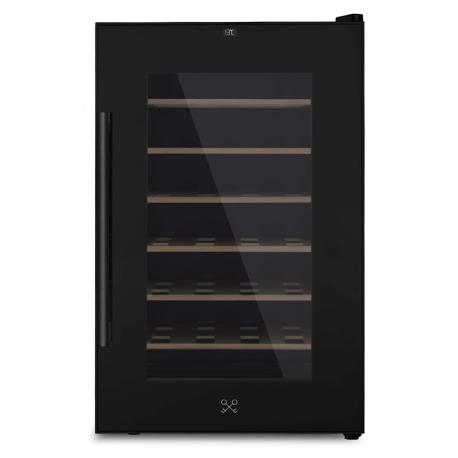 LES PETITS CHAMPS 28 Bottle Cantinetta per vino CAVCB28 Black Edition, 70L, 6 ripiani, regolabile da 11 a 18°C, raffreddamento termoelettrico, design elegante, LED, anti-UV