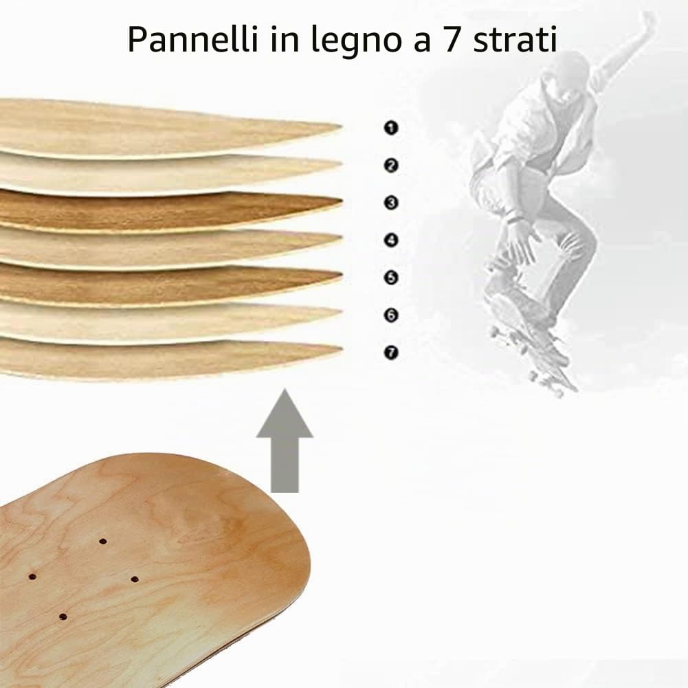 bimiti 2 tavole da skateboard a 7 strati, in acero concavo, per bambini, adulti, ragazze, ragazzi, principianti e professionisti