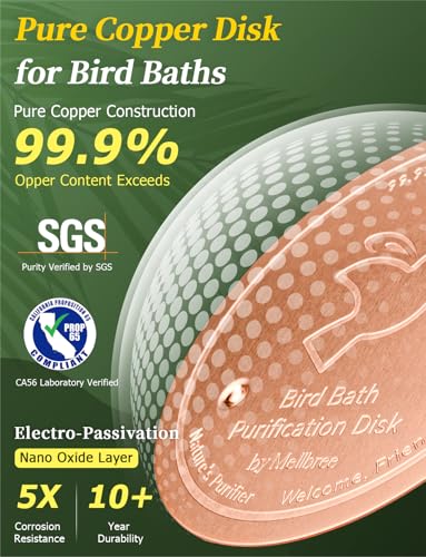 Image of Mellbree Bird Bath Copper Disc & Clean Set, 0.6mm Reinforced 99.99% Pure Copper Cleaning Disk with Cleaning sponges Sandpaper and Microfiber Cloths for Cleaning Bird Baths and Bird Bath Disk