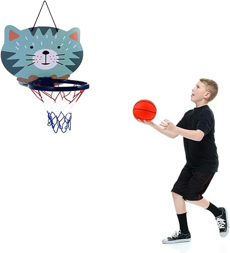 Miniatura 5 de ERINGOGO Juego de 1 juego de basquetbol con marco para tablero de baloncesto para niños, aros de baloncesto para colgar en la puerta, aro de