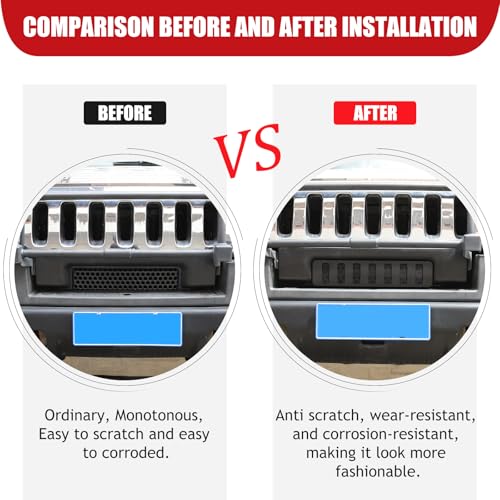 Image of Front Grill Mesh Inserts for Hummer H2 2003-2009 Accessories, Front Bumper Air Inlet Vent Center Grille Cover Bug Screen Deflector, Front Grill /Mesh Grille Grid Inserts Cover Panel Trim (Black)