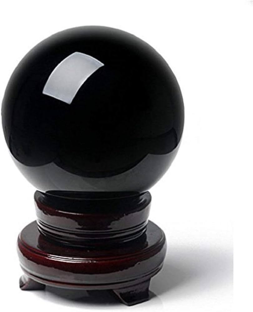 Amazon.co.jp: xiulin 人工(溶錬)黒曜石 水晶玉 クリスタル上質 珠