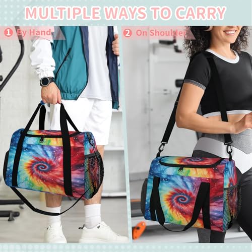 Color Tie Dye Swirl Travel Duffle Bag - Waterproof weekend luggage bag, men's sports and fitness bag, delivery hospital storage bag, overnight luggage bag with pull rod cover3