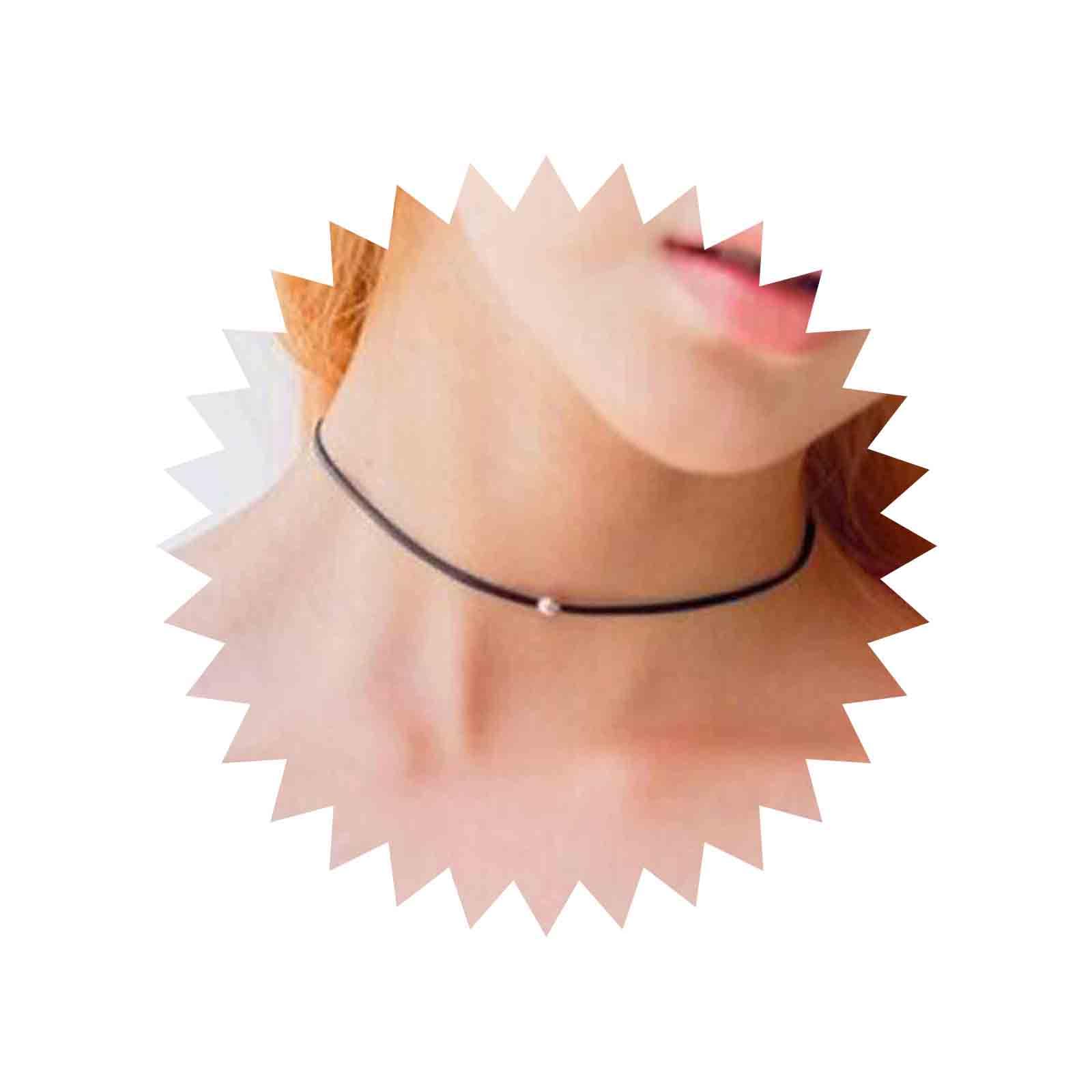 Yheakne Boho Leather Choker Necklace Thin Black Suede Velvet Necklace Chain Vintage Minimalist Beaded Necklace 90s Chain Jewelry for Women and Girls Gifts