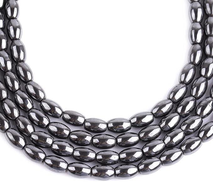 Perlin Hematite Black Beads Hematite Oval 8 mm Non-Magnetic Black 45 Pcs Gemstones 1 Strand for Jewellery Making Bracelet Necklace Earrings DIY Crafts Accessories - Image 7