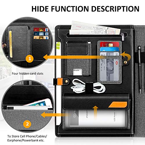 Padfolio Portfolio Case,Skycase Business Portfolio Folder,Interview/Conference/Legal Document Organizer with Letter/A4 Size Clipboard,Internal Holder for iPad/Tablet (up to 12.9")Document Sleeve-Black