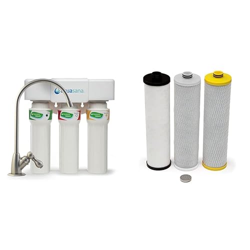 Aquasana Sistema de filtro de agua Claryum de flujo máximo de 3 etapas y cartuchos de filtro de repuesto para sistema de filtración de agua de Aquasana Sistema de filtro de agua Claryum de flujo máximo de 3 etapas y cartuchos de filtro de repuesto para sistema de filtración de agua de