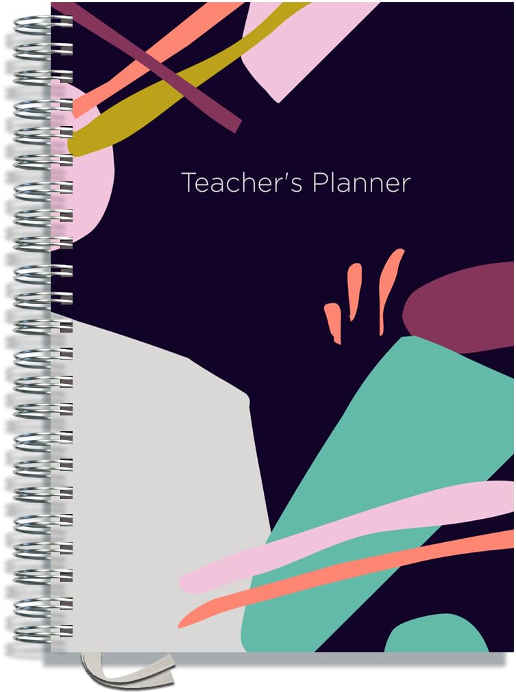 A4 Primary Teacher Planner 2026-2027 by Pirongs | 5 Period Planner | Page a Day | Undated, Hardback, Wiro-Bound Teachers Planner - 5 Lesson Day - Abstract โ image 1