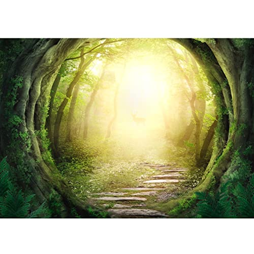 Runa Art Carta da parati fotografica foresta Hirsch Moderno Vello Soggiorno Camera Da Letto Sala - Made in Germany - Giallo verde 9040010b