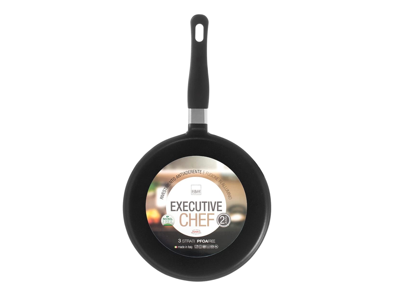 Home Granchef Crepiera Antiaderente con Manico, Alluminio, Nero, 28 cm