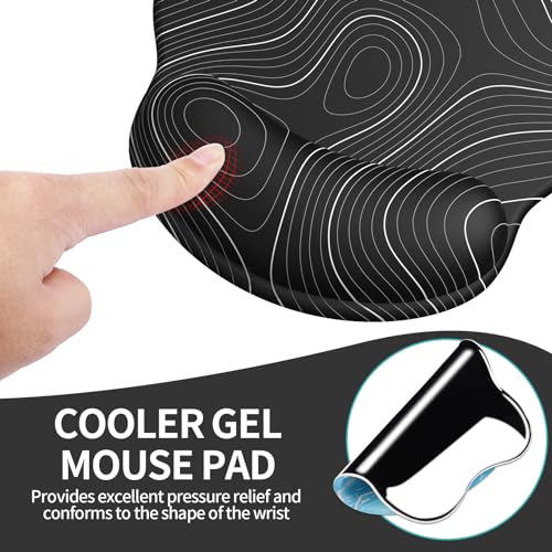 Image of eulps Mouse Pad with Wrist Rest, Comfortable Computer Mousepad with Gel Wrist Support Smooth Surface and Non-Slip PU Base for Pain Relief, Laptop, Office & Home (Black Line)