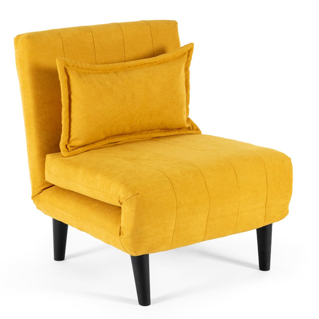 More4Homes HARPER FOLDING CLIC CLAC SOFA BED FABRIC LIVING ROOM LOUNGE CHAIR BED (Mustard, 1 Seater)