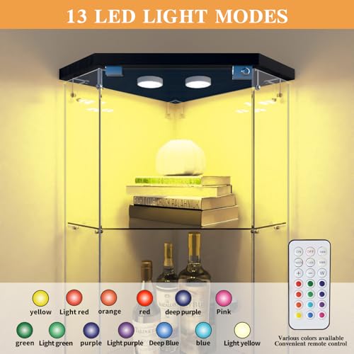 Image of Beauty4U Corner Glass Display Cabinet with LED, 4-Shelf Black Curio Cabinet