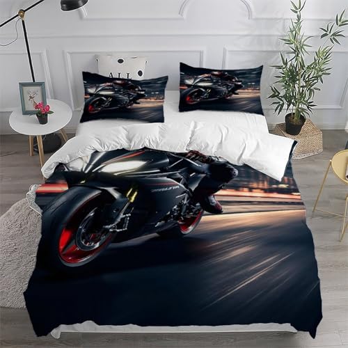 Housse couette fusée noire 3D parure lit simple 2 pièces 135x200 cm