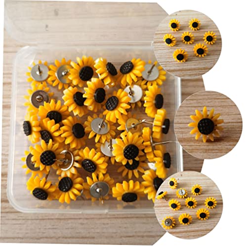 Punaises décoratives tournesol et épingles à bulletin pour tableau en liège - 80 pcs - 3