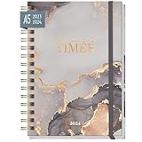 Kalender Lieblings-Timer A5 2023/2024 [Grey Marble] Juli 23 - Dez 24 | Hardcover Terminplaner Ringbuch, Terminkalender, Spiralkalender, Wochenplaner, Planner | nachhaltig & klimaneutral