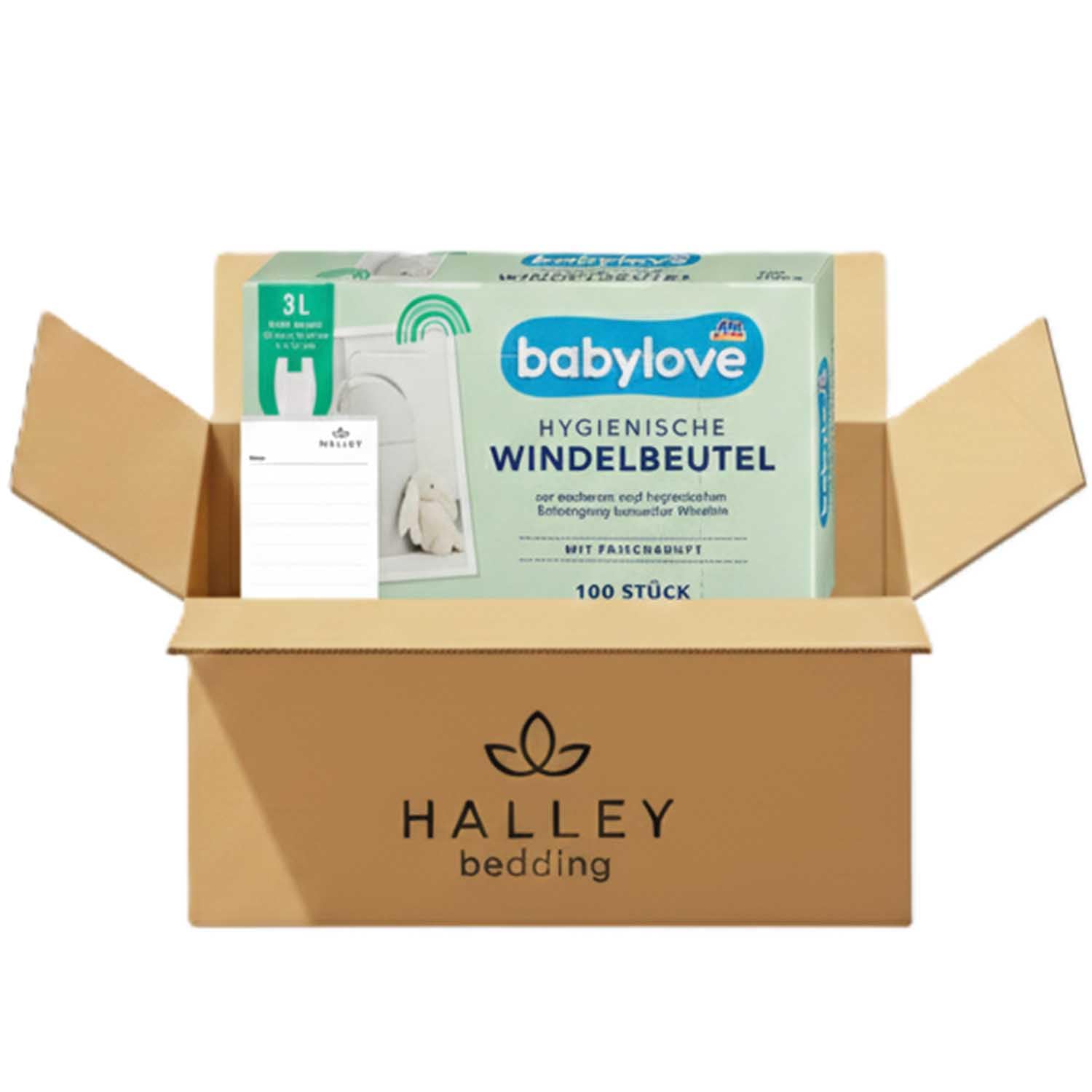 Babylove Hygienic Nappy Bags, Pack of 100, 3 Litres, Fresh Fragrance, Practical Handles - Image 2