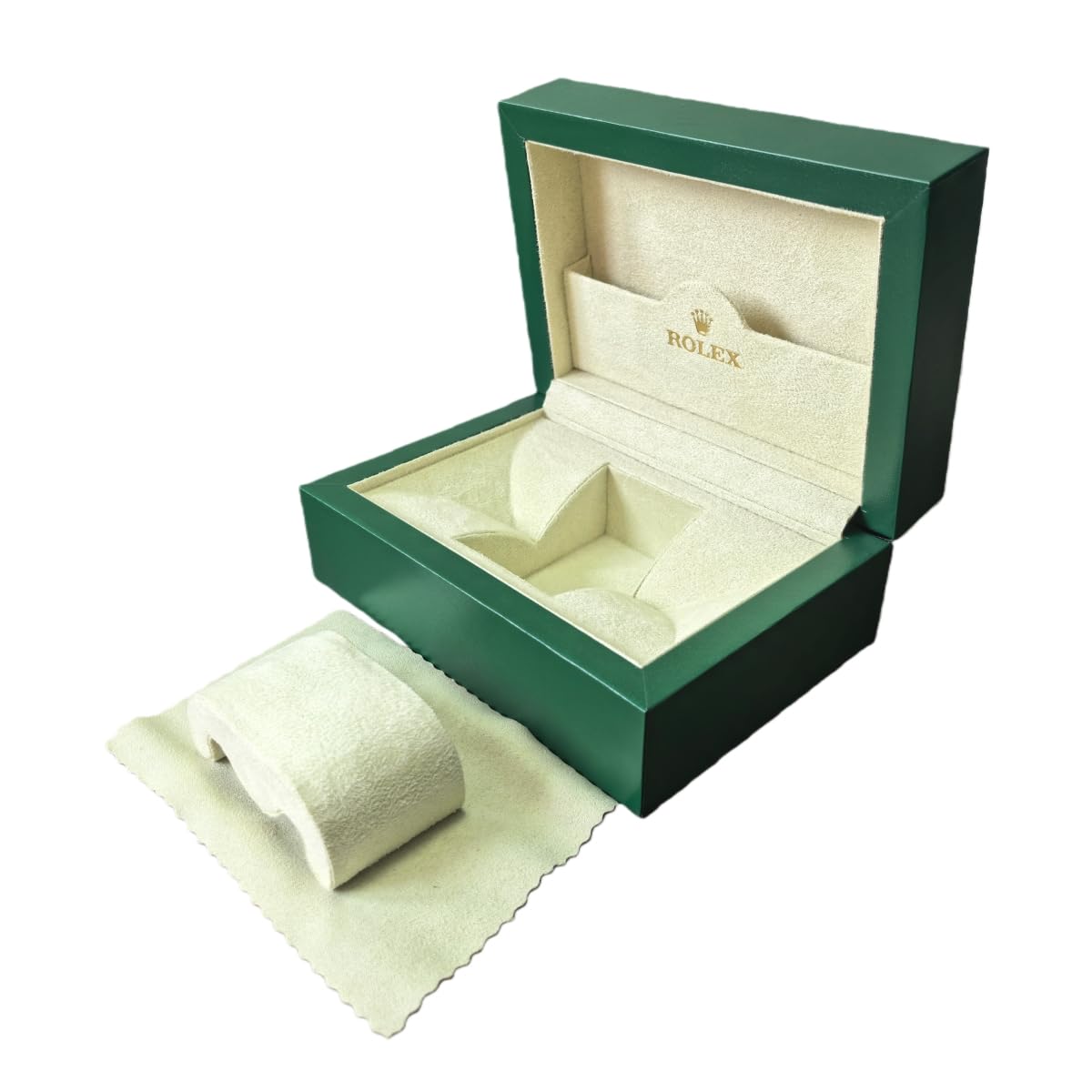 Étui Organisateur Montre Cuir Vert Boîte Individuelle Bois Coussin Doux Stockage Affichage Bracelet pour Rolex Datejust