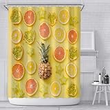 Duschvorhang 100x200 cm Ananas Duschvorhang Obstmuster Bad Vorhang Anti Schimmel Wasserdicht 3D Shower Curtains Waschbar Polyester Stoff Duschvorhänge für Badewanne Badezimmer E-1050