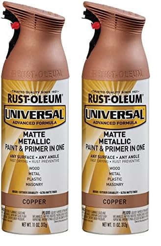 Image of Rust-Oleum 365352 Universal All Surface Metallic Spray Paint, 11 oz, Matte Copper (Pack of 2)