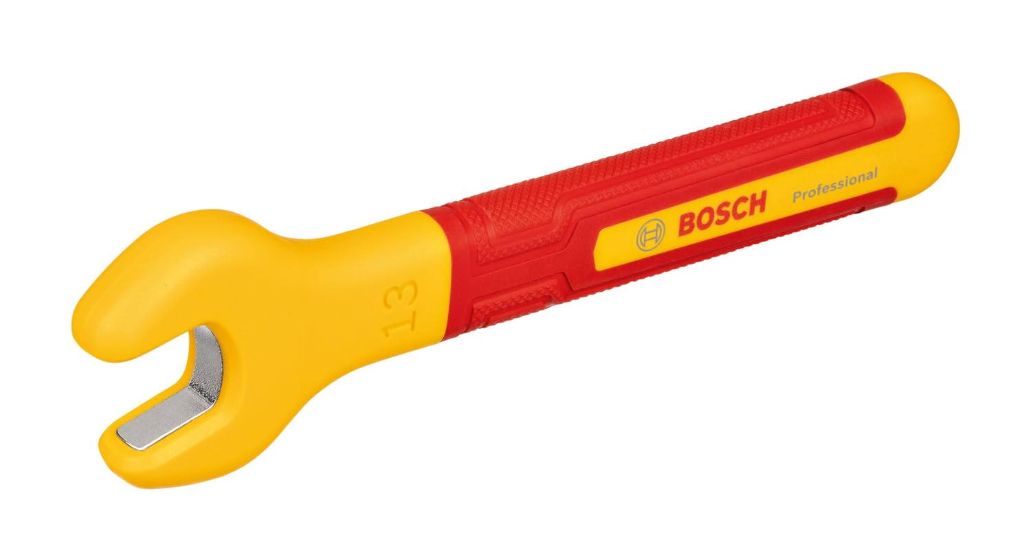 Bosch Professional Silver/Grey Vde Spanner - 13 Mm (Jaw Position Of 15°, Certified Up To 1,000 V, Insulated With Thermoplastic Elastomer (Tpe))