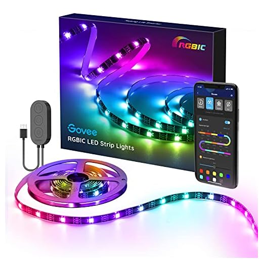 Govee RGBIC TV LED Backlight, LED Lights for TV with APP Control, Music Sync, Scene Modes, 6.56FT RGBIC Color Changing Strip Lights for 30-50 inch TVs, USB Powered