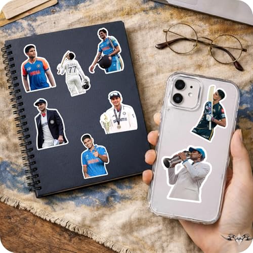 Image of Shubman Gill Stickers Pack (25 Pieces) - Cricket Vinyl Stickers for Laptop, Mobile, Bottle, Helmet | Waterproof & Durable | Gifts for Cricket Fans & Kids | Shubman Gill Merch