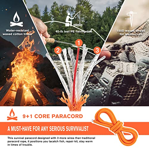 Fire Starter For Campfires - Thick Ferro Rod Waterproof Flint And Steel 6 In 1 Emergency Supplies For Camping, Hiking, Hunting, Backpacking Survival Tool Kit #TOP2