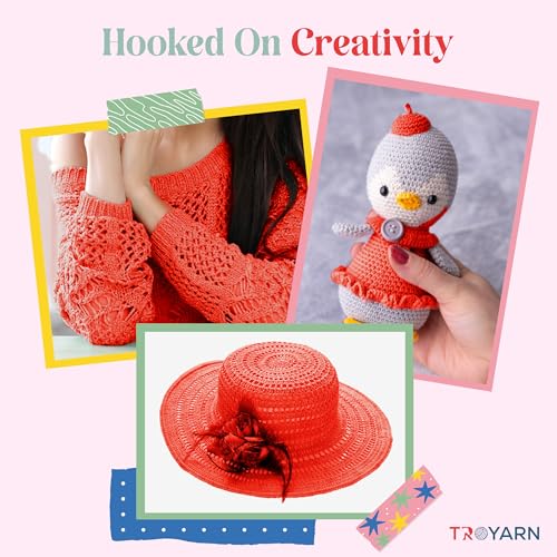 Image of TROYARN Summer (4- Skeins Pack) Silk Effect Hand Knitting Yarn Crochet Art Lace Craft 100% Microfiber Acrylic 4x100 gr (4x383 yds) (105037 - Orange)