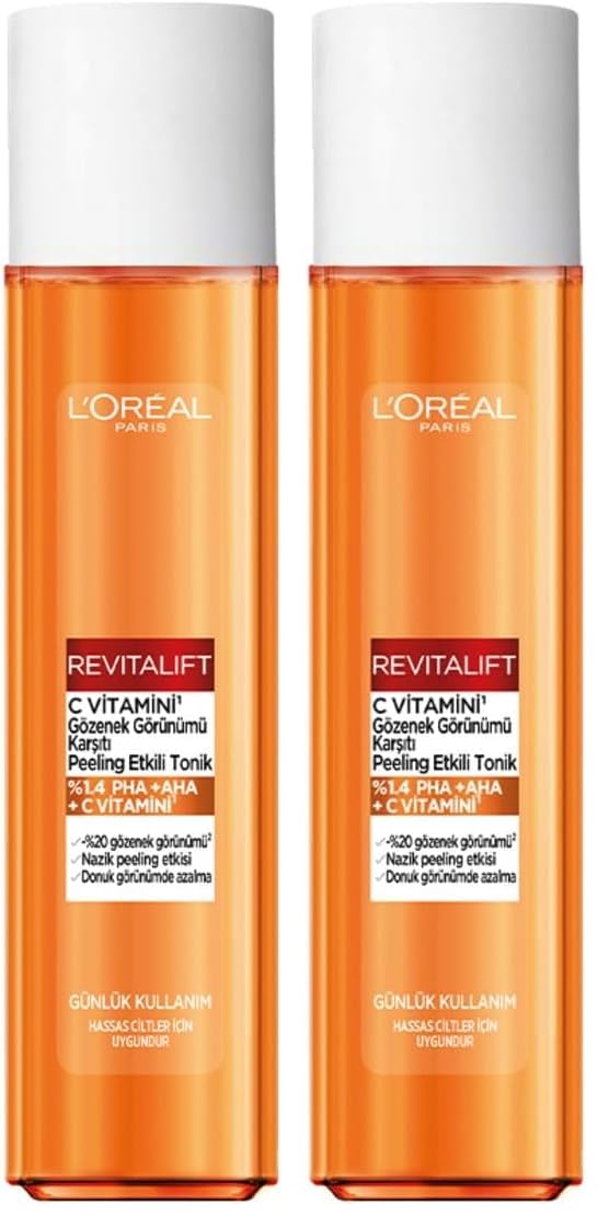 L'Oreal Paris Revitalift C Vitamini Gözenek Görünümü Karşıtı Peeling Etkili Tonik (2 paketi)