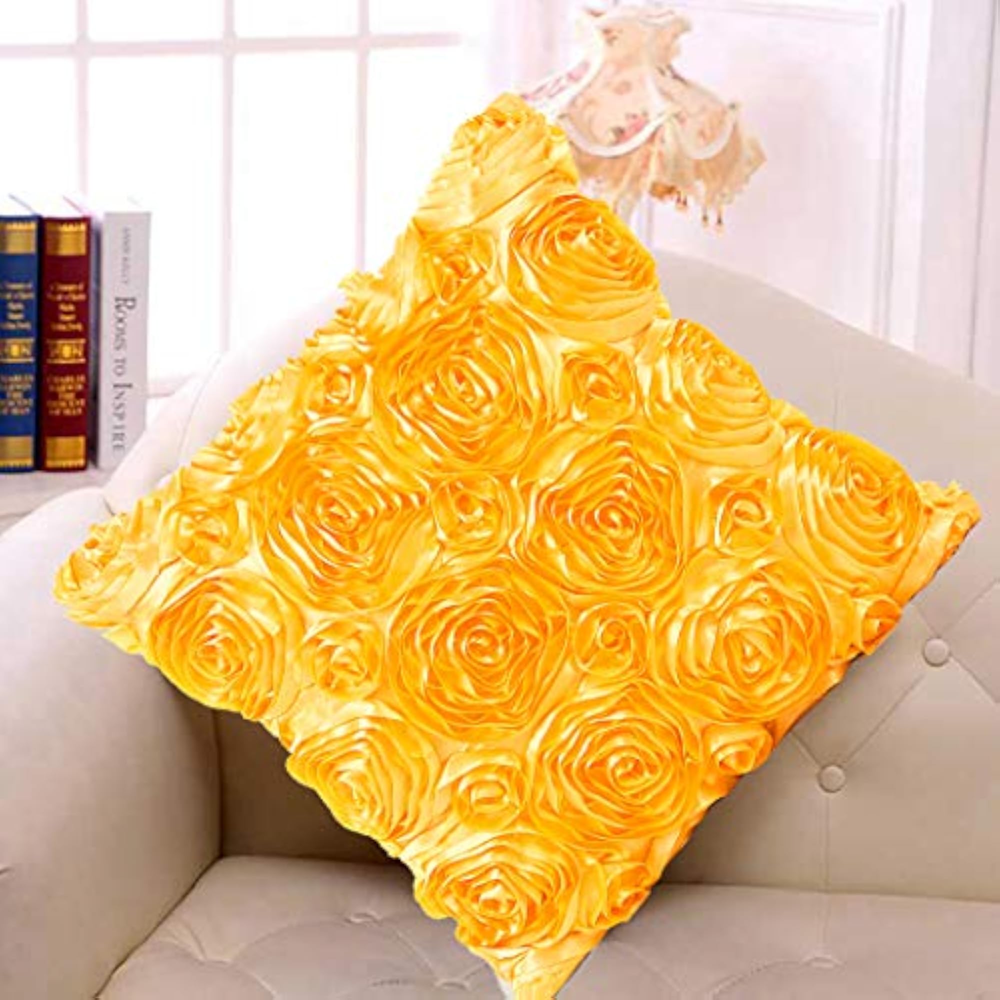 Throw Pillow Case Decorative Rose Flower Throw Pillow Cover