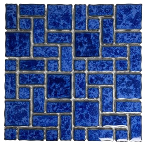 Tenedos T‎PACFD-RDM-PL Ultramarine Blue Random Sized Wavy Edges Porcelain Glazed