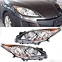 labwork Headlights Replacement for 2010 2011 2012 2013 Mazda 3 Halogen Projector Headlight Assembly Pair Left+Right Side (Passenger & Driver Side)