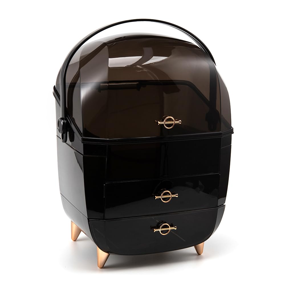 Organizador de Maquillaje,Caja de Almacenaje Organizador de Cosméticos Joyería Lápices de Labios Caja Organizadora Cuidado de la Piel Organizadores para Cómoda (Negro)
