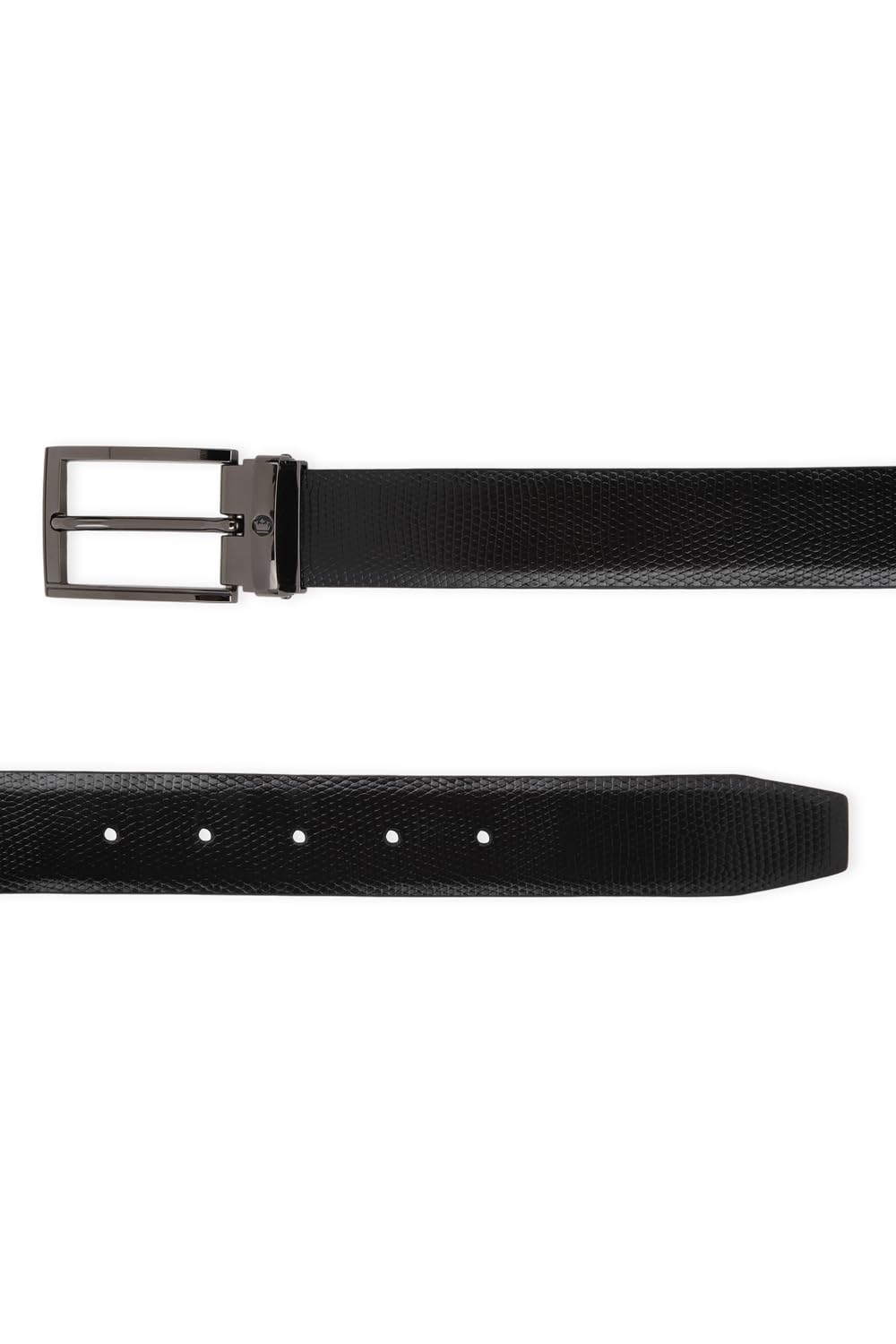 Louis Philippe Cinturón para hombre de piel italiana reversible texturizada con hebilla metálica brillante