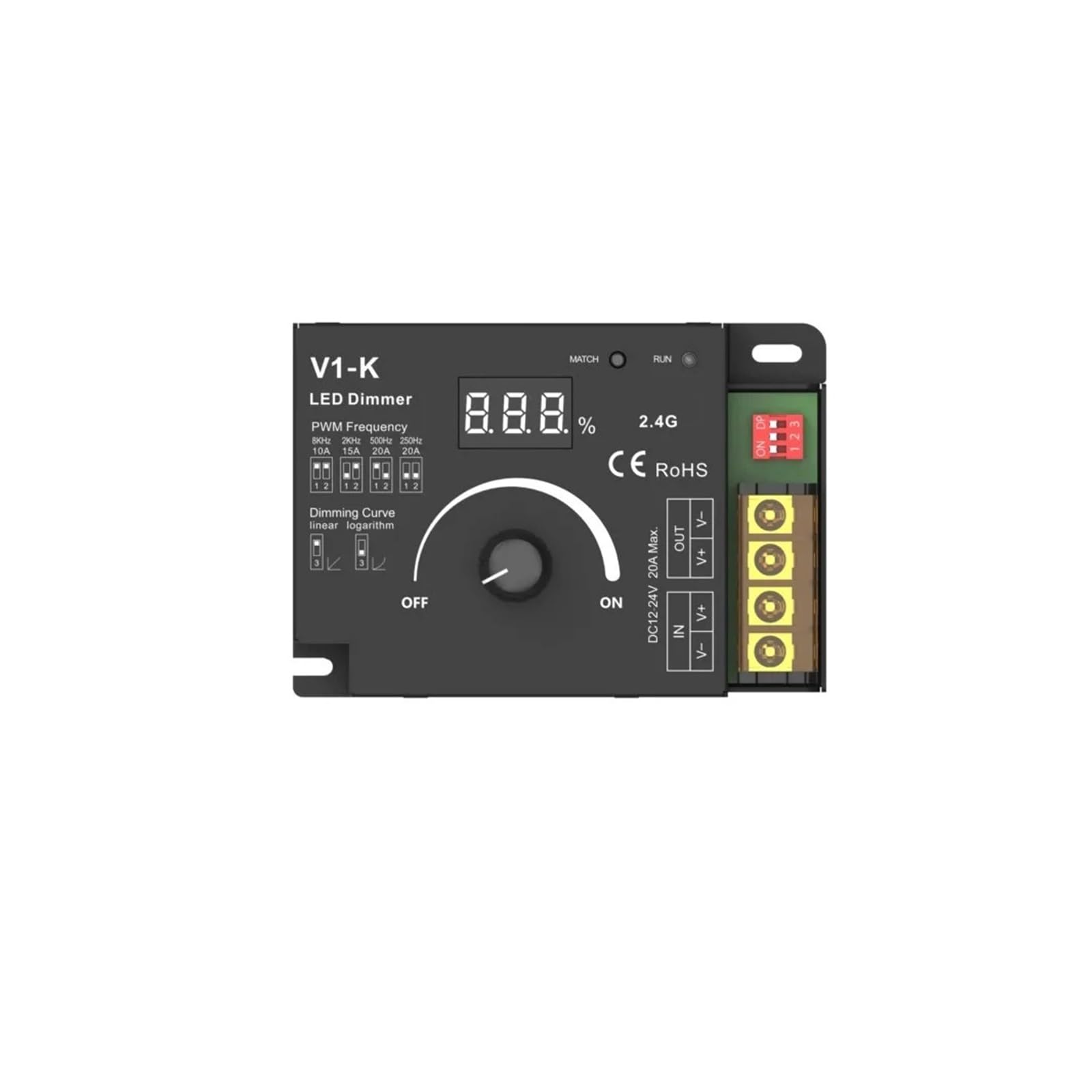 V1-K 24V DC 12V 8A PWM controlador de atenuación LED interruptor táctil control remoto for monocromático COB 5050 3528 tira de luz LED de atenuación(V1-K LED Controller)